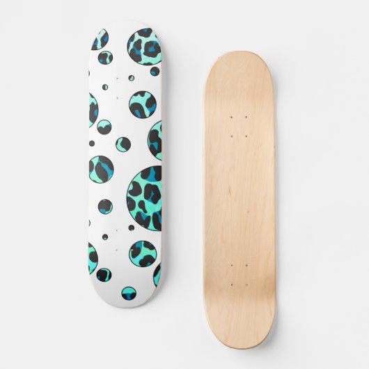 Leopard Black en Blauwgroen afdrukken Skateboard (Voorkant)