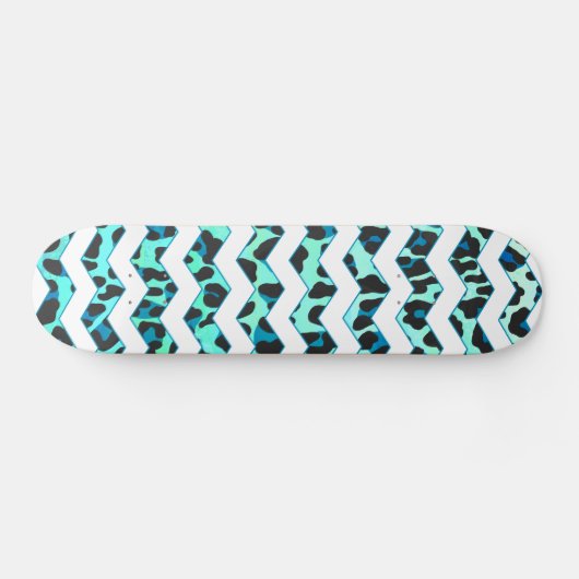 Leopard Black en Blauwgroen afdrukken Skateboard (Horizontaal)