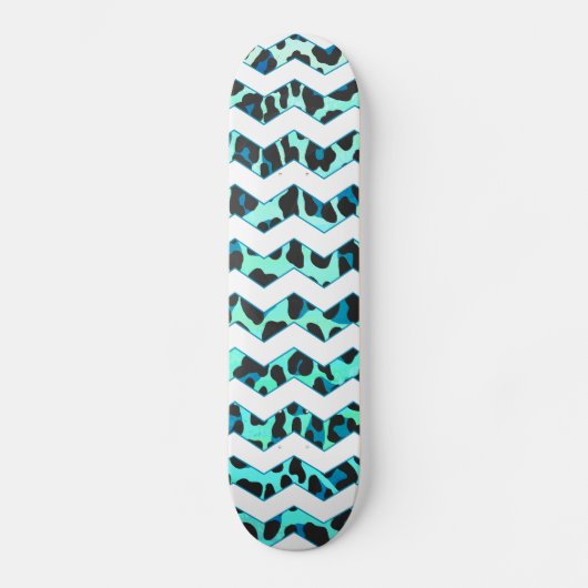 Leopard Black en Blauwgroen afdrukken Skateboard (Voorkant)