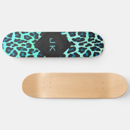 Leopard Black en Blauwgroen afdrukken Skateboard (Horizontaal)