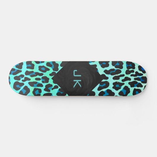 Leopard Black en Blauwgroen afdrukken Skateboard (Horizontaal)
