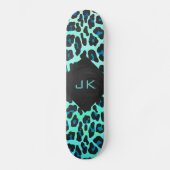 Leopard Black en Blauwgroen afdrukken Skateboard (Voorkant)