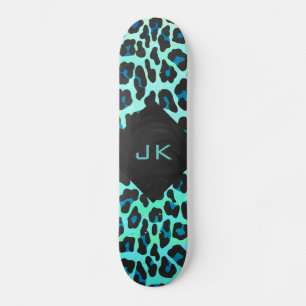 Leopard Black en Blauwgroen afdrukken Skateboard