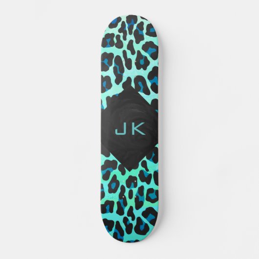 Leopard Black en Blauwgroen afdrukken Skateboard (Voorkant)