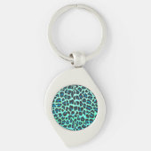 Leopard Black en Blauwgroen afdrukken Sleutelhanger (Voorkant)