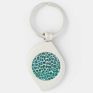 Leopard Black en Blauwgroen afdrukken Sleutelhanger