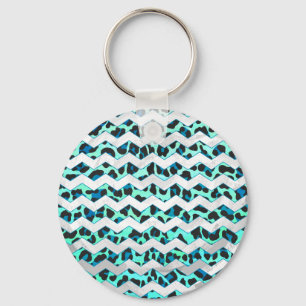 Leopard Black en Blauwgroen afdrukken Sleutelhanger