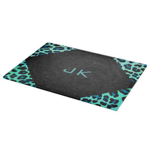 Leopard Black en Blauwgroen afdrukken Snijplank (Hoek)