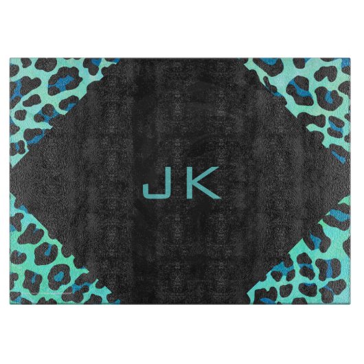 Leopard Black en Blauwgroen afdrukken Snijplank (Voorkant)