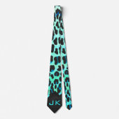 Leopard Black en Blauwgroen afdrukken Stropdas (Voorkant)