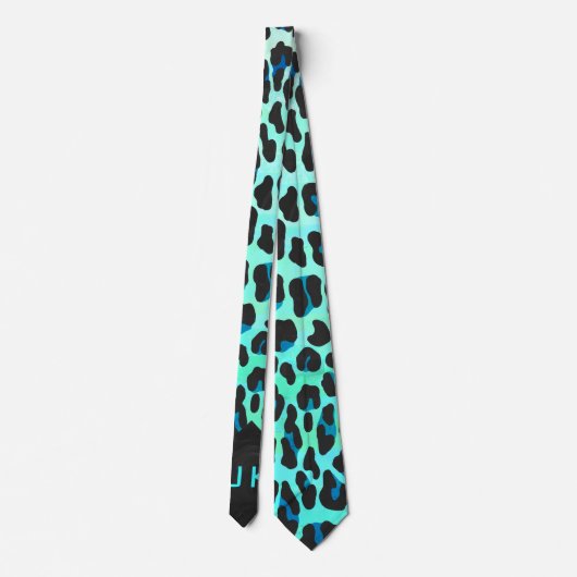 Leopard Black en Blauwgroen afdrukken Stropdas (Achterkant)
