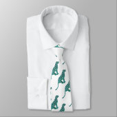Leopard Black en Blauwgroen afdrukken Stropdas (Gebonden)
