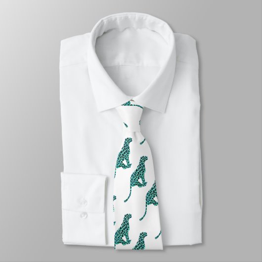 Leopard Black en Blauwgroen afdrukken Stropdas (Gebonden)