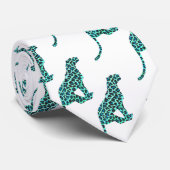 Leopard Black en Blauwgroen afdrukken Stropdas (Opgerold)