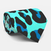 Leopard Black en Blauwgroen afdrukken Stropdas (Opgerold)