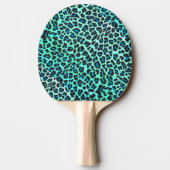 Leopard Black en Blauwgroen afdrukken Tafeltennisbatje (Achterkant)