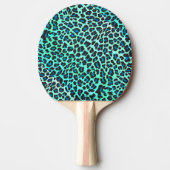 Leopard Black en Blauwgroen afdrukken Tafeltennisbatje (Voorkant)