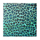 Leopard Black en Blauwgroen afdrukken Tegeltje (Voorkant)