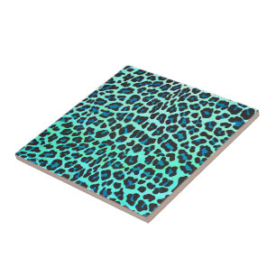 Leopard Black en Blauwgroen afdrukken Tegeltje