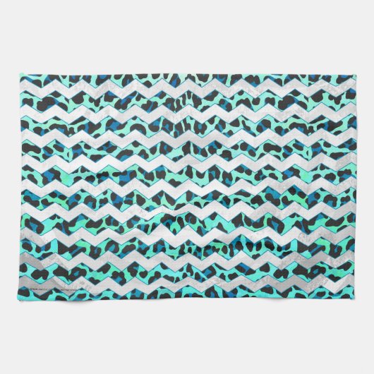 Leopard Black en Blauwgroen afdrukken Theedoek (Horizontaal)