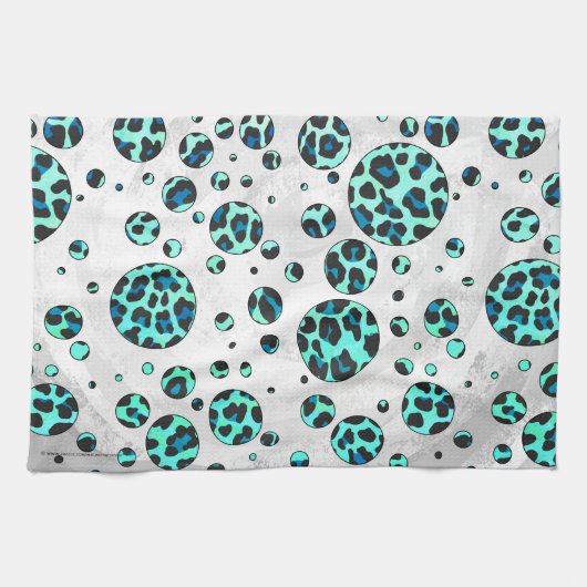 Leopard Black en Blauwgroen afdrukken Theedoek (Horizontaal)