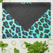 Leopard Black en Blauwgroen afdrukken Theedoek (Gevouwen)