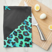 Leopard Black en Blauwgroen afdrukken Theedoek (Quarter Fold)
