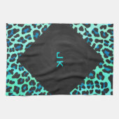 Leopard Black en Blauwgroen afdrukken Theedoek (Horizontaal)
