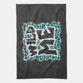Leopard Black en Blauwgroen afdrukken Theedoek (Verticaal)