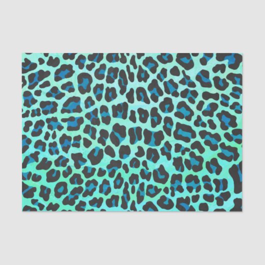Leopard Black en Blauwgroen afdrukken Tissuepapier (Voorkant)