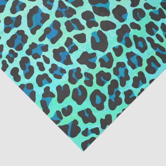 Leopard Black en Blauwgroen afdrukken Tissuepapier (Detail)