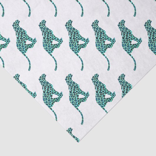 Leopard Black en Blauwgroen afdrukken Tissuepapier (Detail)