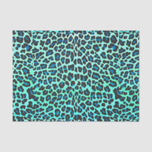 Leopard Black en Blauwgroen afdrukken Tissuepapier