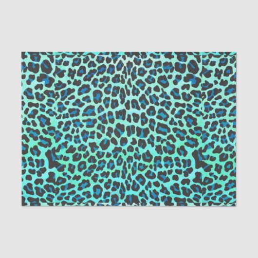 Leopard Black en Blauwgroen afdrukken Tissuepapier (Voorkant)
