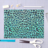 Leopard Black en Blauwgroen afdrukken Tissuepapier (Craft)