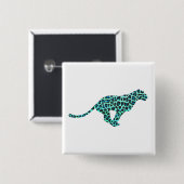 Leopard Black en Blauwgroen afdrukken Vierkante Button 5,1 Cm (Voorkant /achterkant)