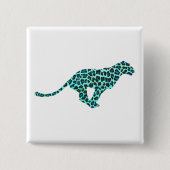 Leopard Black en Blauwgroen afdrukken Vierkante Button 5,1 Cm (Voorkant)