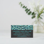 Leopard Black en Blauwgroen afdrukken Visitekaartje (Staand voorkant)