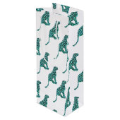 Leopard Black en Blauwgroen afdrukken Wijn Cadeautas (Achterkant Gekanteld)