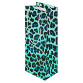 Leopard Black en Blauwgroen afdrukken Wijn Cadeautas (Achterkant Gekanteld)