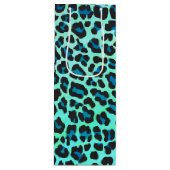 Leopard Black en Blauwgroen afdrukken Wijn Cadeautas (Voorkant)