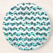 Leopard Black en Blauwgroen afdrukken Zandsteen Onderzetter (Voorkant)