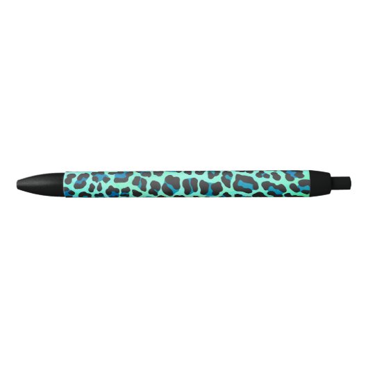 Leopard Black en Blauwgroen afdrukken Zwarte Inkt Pen (Voorkant)