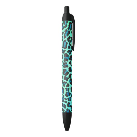 Leopard Black en Blauwgroen afdrukken Zwarte Inkt Pen (Achterkant (Verticaal))