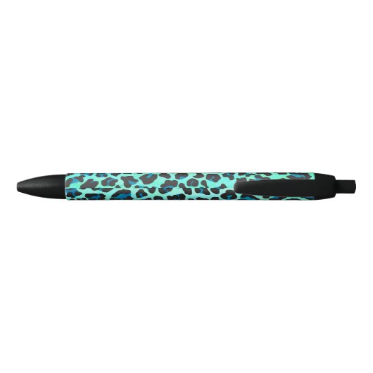 Leopard Black en Blauwgroen afdrukken Zwarte Inkt Pen (Achterkant)