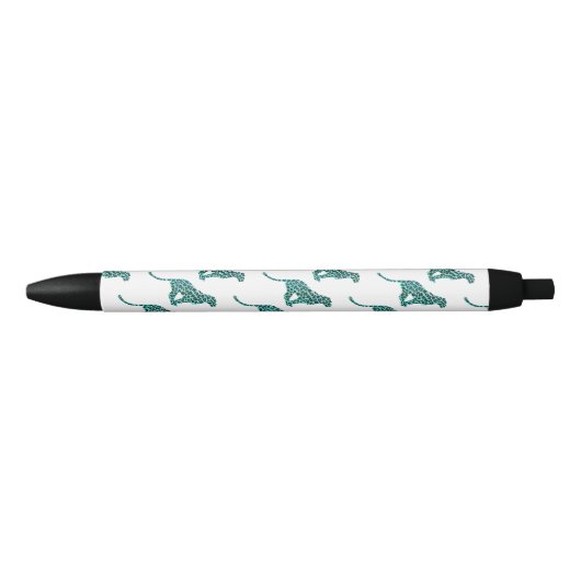 Leopard Black en Blauwgroen afdrukken Zwarte Inkt Pen (Voorkant)