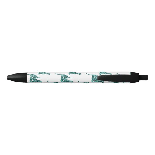 Leopard Black en Blauwgroen afdrukken Zwarte Inkt Pen (Achterkant)