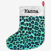 Leopard Black en Blauwgroen Grote Kerstsok (Achterkant)