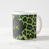 Leopard Black en Green met Monogram Grote Koffiekop (Voorkant rechts)