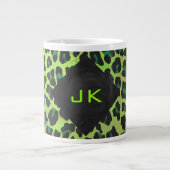 Leopard Black en Green met Monogram Grote Koffiekop (Voorkant)